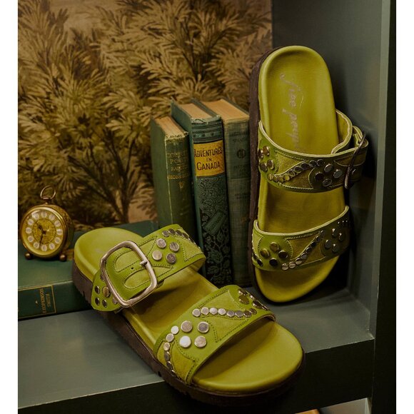 FREE PEOPLE Revelry Studded Sandals / Olive Moss - Picture 5 of 13